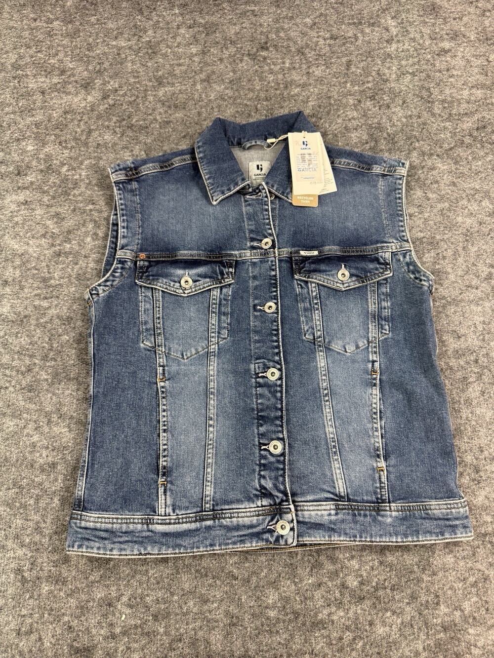 Garcia Denim Vest Women Small Jean Jacket Sleeveless Coat Blue N70